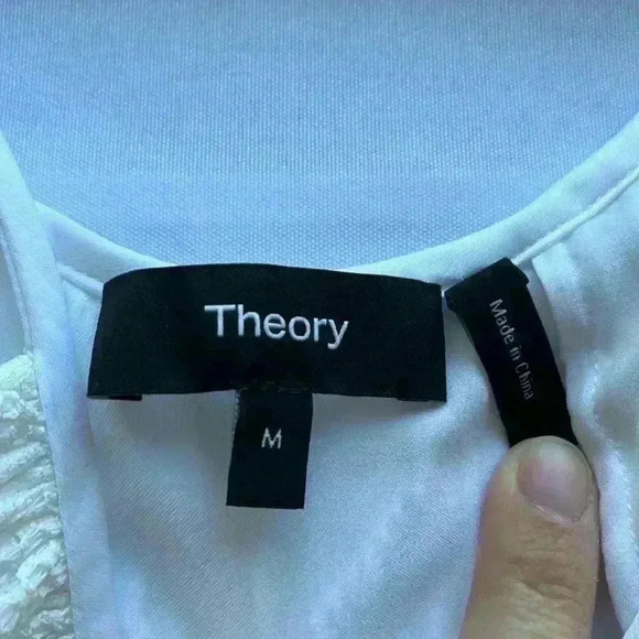 NWOT Theory Halter Cami Tank Top White Mod Lace Sz M Lined Textured Shell - Picture 7 of 11